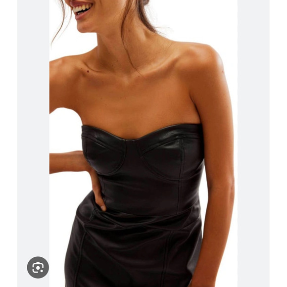Free People Dresses & Skirts - Free People Mira Leather Bodice Midi Dress - Size 10